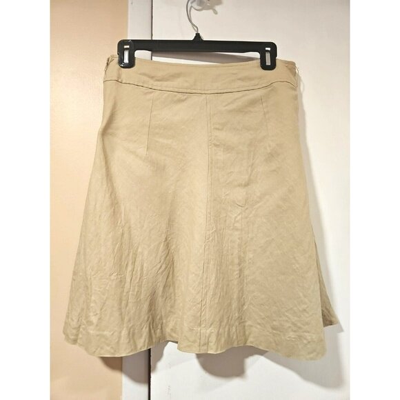 Merona 100% Linen Skirt Women's Sz 4 Khaki Lined Office Business Career - Picture 5 of 5